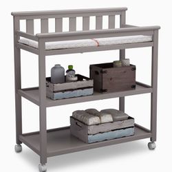 Flat Top Changing Table with Wheels and Changing Pad