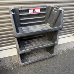 55 Gallon Multipurpose Stackable Space Saving Heavy Duty Storage Bin in Black