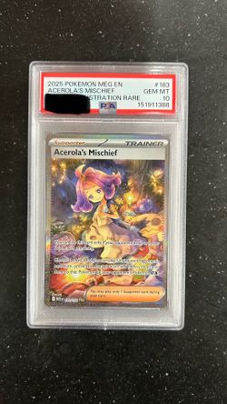 PSA10 - 2025 POKEMON MEG EN-MEGA EVOLUTION 183 ACEROLA'S MISCHIEF SPECIAL ILLUSTRATION RARE