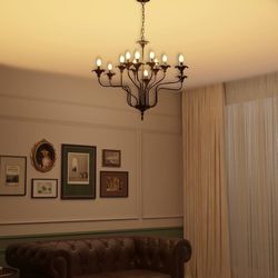 Dark Bronze 12-Light Candelabra Chandelier