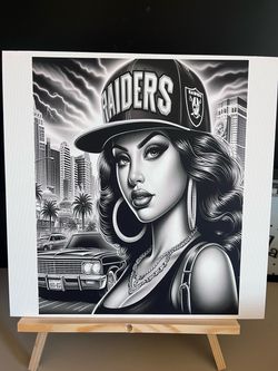 Raiders Chicana Art Print on Canvas
