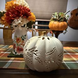 Ceramic Pumpkin Votive Candle Holder 