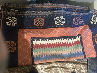 Handwoven Kilim Textile with Geometric Pattern