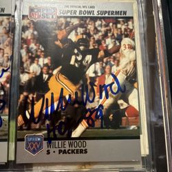 Willie Wood (D) Signed 1990 Pro Set Super Bowl Supermen Card #115 Packers HOF
