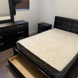 Full Size Bed Frame With Mattress And 1 Nightstand And Dresser And Mirror All New Furniture Free Delivery Free Installed 