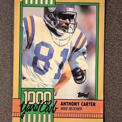 1990 Topps Anthony Carter Minnesota Vikings #26 Football Card 1000 Yard Club Collectible Vintage NFL Sports