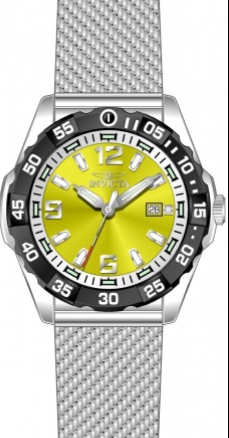 Invicta mint Yellow Dial Silver Watch Mens