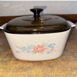 Vintage CORNING WARE SYMPHONY 3 Liter CASSEROLE DISH & AMBER Lid