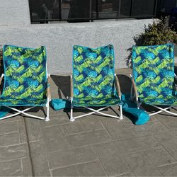 Lot of 3 Low Sitting Beach Chairs ~New!