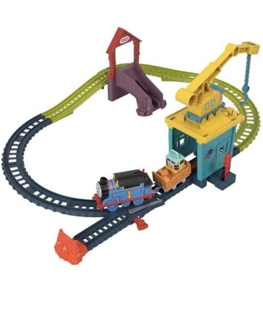 Thomas & Friends Motorized Toy Train Set Fix 'em Up Friends with Carly the Crane, Sandy the Rail Speeder & Thomas