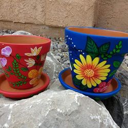 Terracotta Hand Painted Pots 