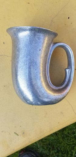 French horn pewter stein