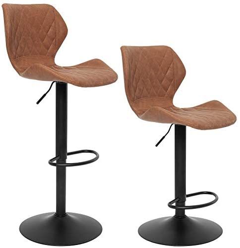 SUPERJARE Adjustable Bar Stools Set 1 CHAIR STILL AVAILABLE, Rustic Swivel Barstools with Back, Modern Counter Height Chairs for Pub Kitchen, Brown