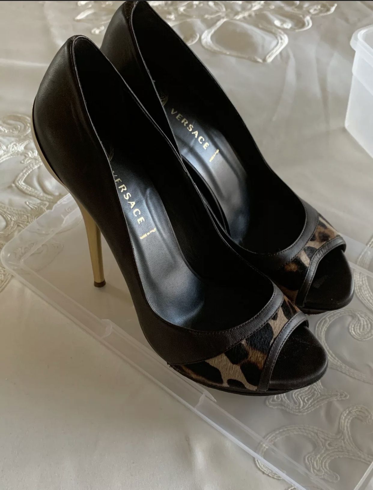 Leopard Versace Heels Sz 39