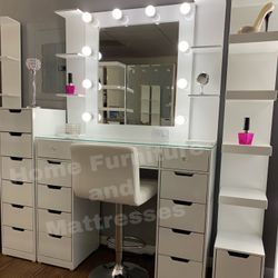 Vanity Set Hollywood Mirror LED Lights Makeup Table✨ New