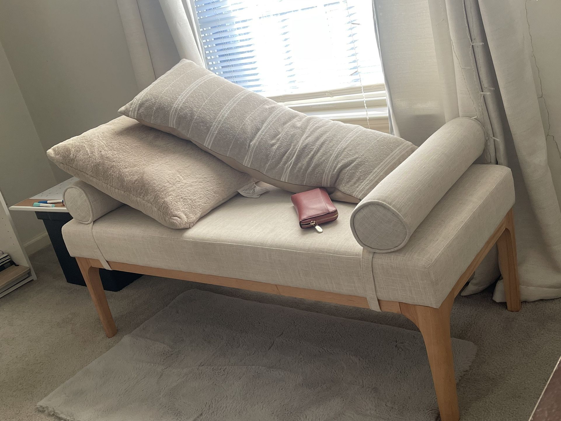 Cream and Wood Bench