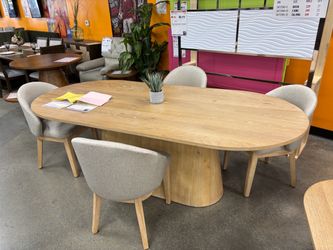 5pc Oval Wood Dining Table with 4 Chairs