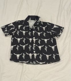 Kids Boys Cowboy Western Shirt Longhorn Skull Cactus xs 6