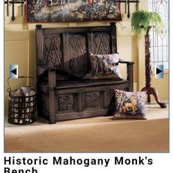 Toscano Historic Mahogany Monk Bench