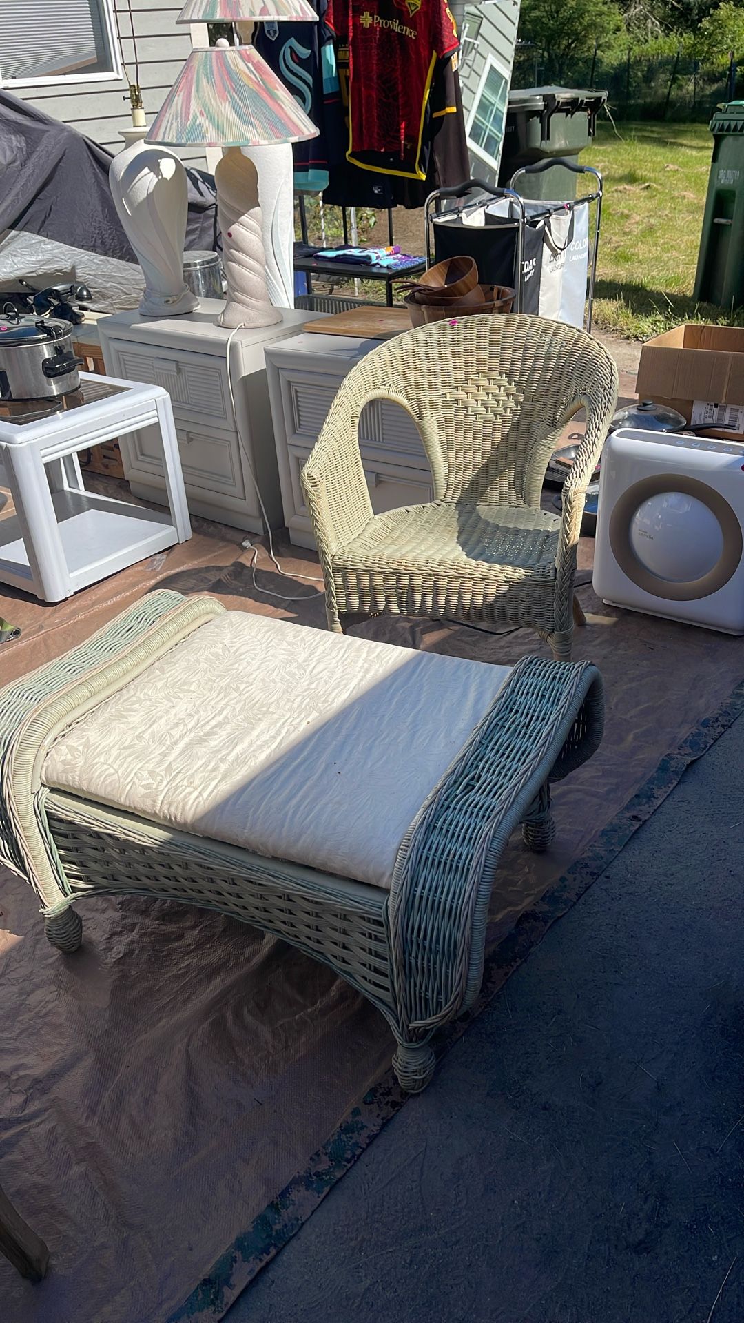 Wicker Chair And Ottoman