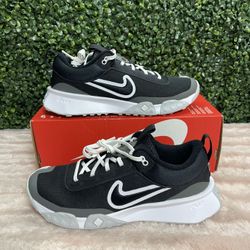 Men's Sz 8.5 - Nike Air Diamond Varsity Turf Black/White-Iron Grey DZ0502-002