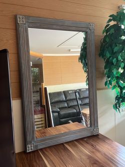 Large Wall Mirror with Wood Frame