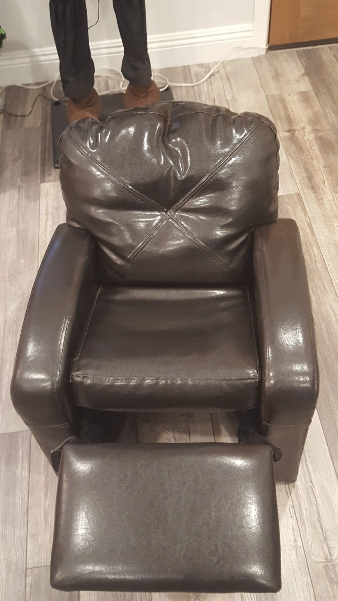 Kids soft brown recliner. H24in. By W20in.