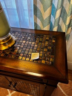 Side table with tile inlay