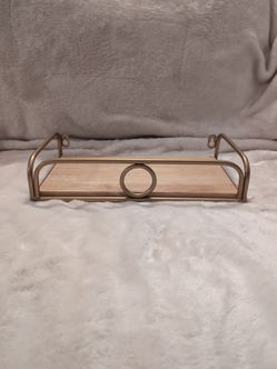 Wood and Gold Metal Decorative Tray