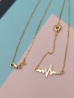 Solid 14k Heartbeat Necklace 
