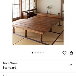 EMOOR Wood Slatted Floor Bed Frame - Queen Size