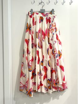 100% Cotton Gauze Butterfly Print Maxi Skirt | Size S