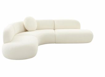 New Cream Boucle Broohah 3-Piece Performance Fabric L-Shaped Sectional