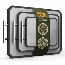 Brand New Heavy Duty EXTRA LARGE Stainless Steel Cutting Board Set of 3 for kitchen Non Toxic Metal Cutting Board,Double Sided Stainless Steel/Wheat p