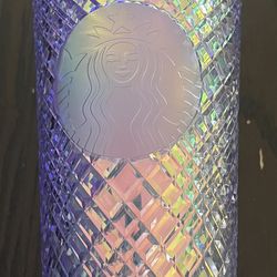 New Starbucks Tumbler Rainbow Iridescent Studded Cold Cup 24 Oz Purple