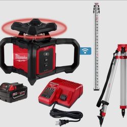 Milwaukee M18 Rotary Laser Level Kit / Receiver Trupod Grade Rode 3701-21T