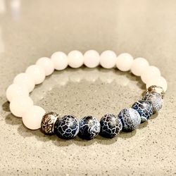 Valentines Day Gift Black Agate And Moonstone Crystal bracelet 