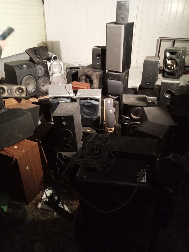 Random Misc Lot Of Speakers About 40-50 Pieces Sony JBL Bluetooth Etc
