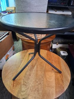 Metal And Glass vintage patio side table