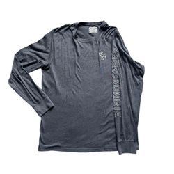 Abercrombie & Fitch A&F Gray Long Sleeve Shirt XL Moose Logo Casual Tee 