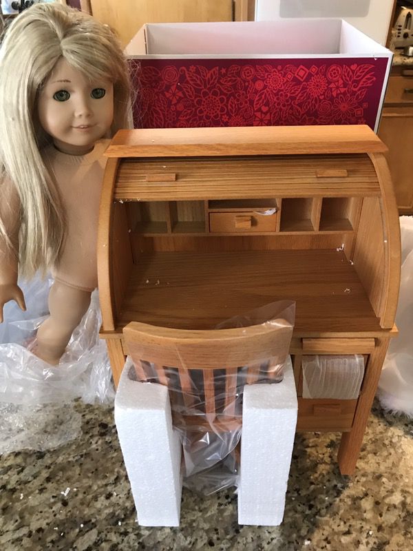 American Girl Doll Kit S Roll Top Wooden 1920 S Desk Nib For Sale In