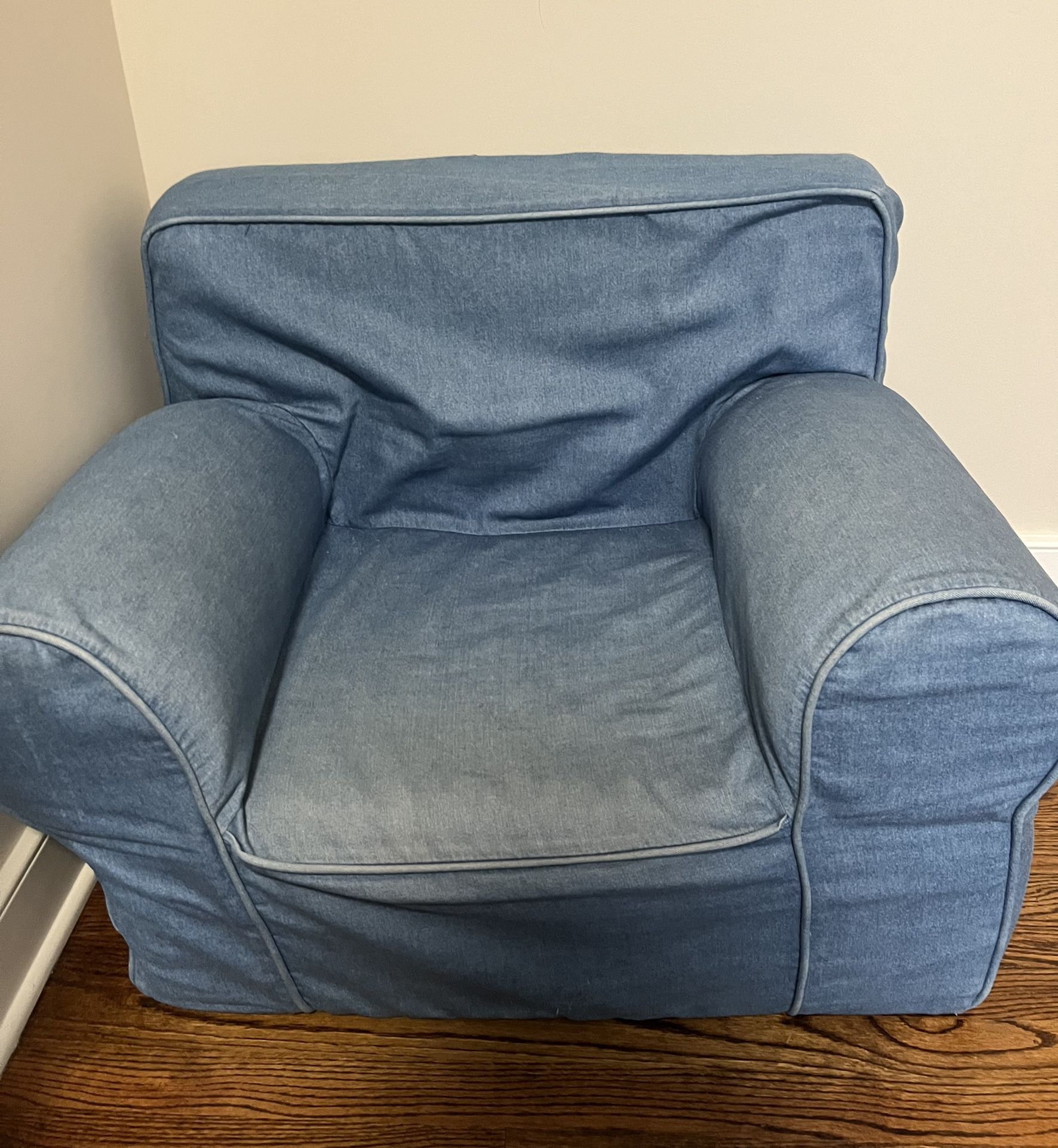 Pottery Barn Kids Oversized Anywhere Chair with Denim Cover  