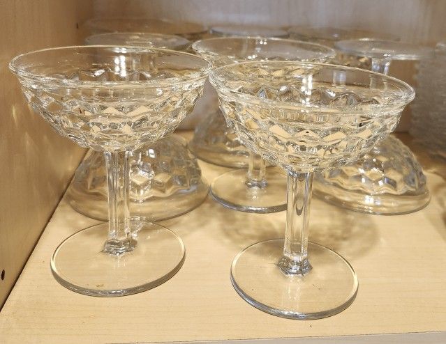 Fostoria American Clear Set Of 8 Champagne Tall Sherbet Glasses 