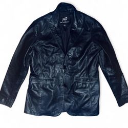 Matrix Style Two Button Black Leather Blazer - Unisex Women’s Black leather jacket size LG 90s 80s 70s vibe #leatherjacket #winter  black leather blaz