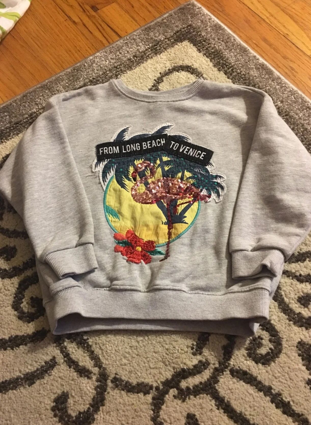 Zara Girls sequin flamingo sweatshirt size 6