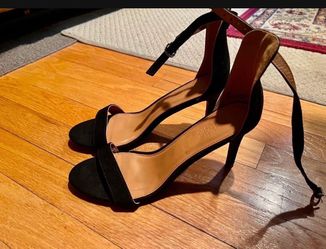 Black High Heel Dressy Ankle Strap Shoes Size 7