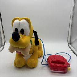 Vintage 1999 Disney Mattel Walk 'N Wag Baby Pluto Dog on Leash WORKS