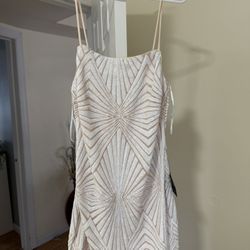 Lulus White Beaded Geometric Bodycon Mini Dress Party Cocktail Look