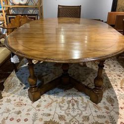 Baker Furniture Dining Table - 5 Ft. Round Expands To 11 Ft.