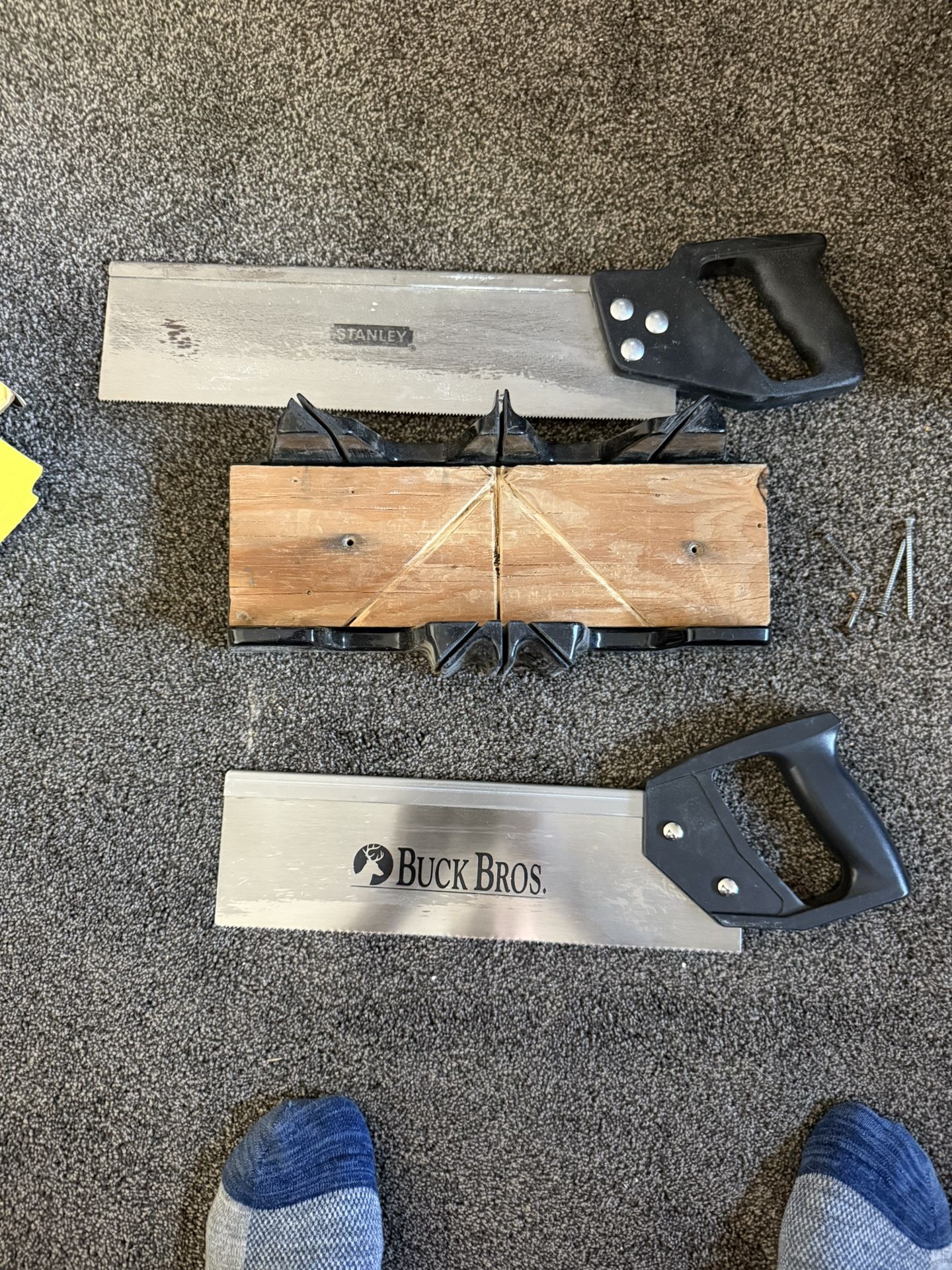 Vintage Stanley Mitre Box w/ 2 Back Saws